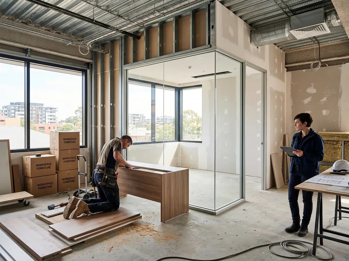 The same advisory office during fit-out and installation