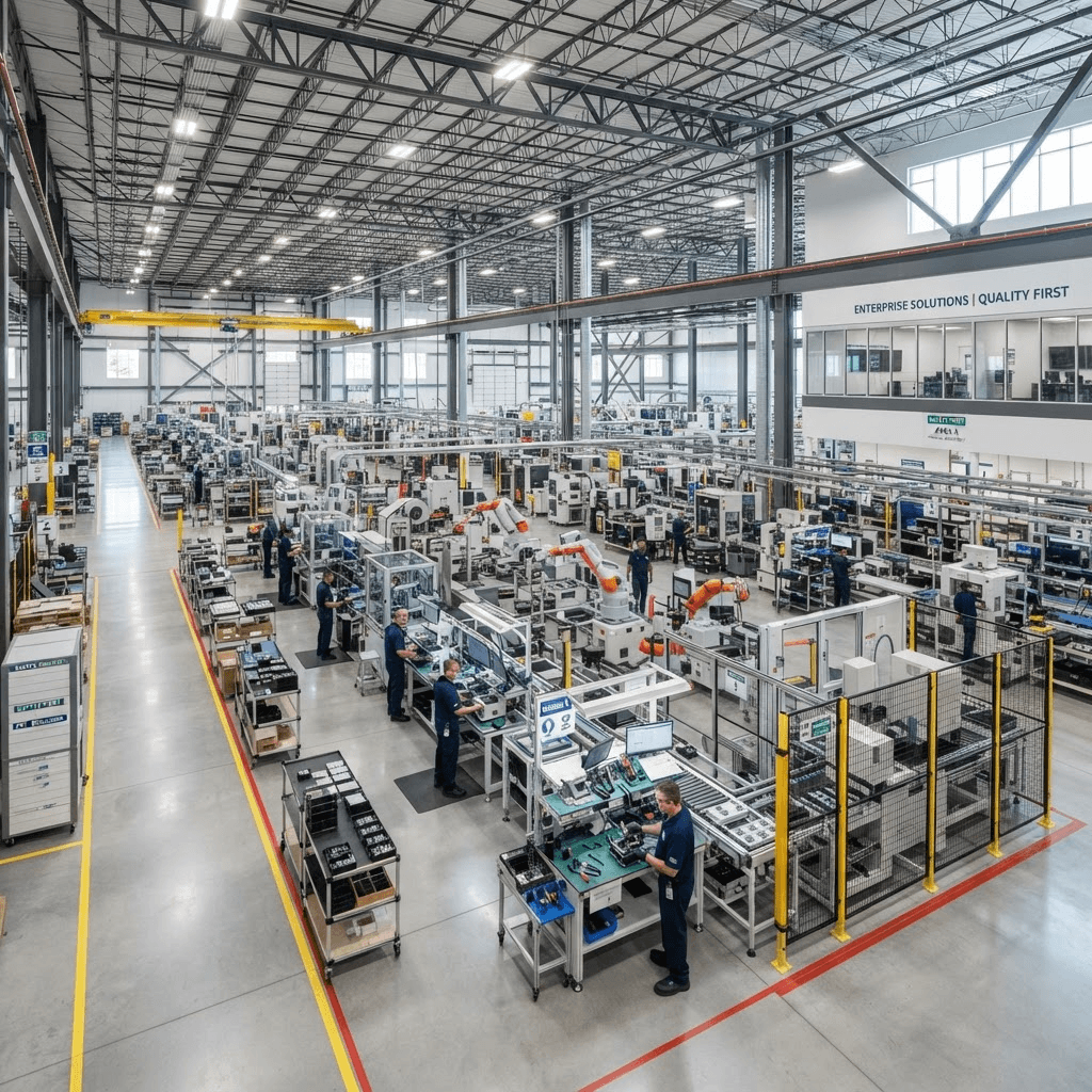 Modern industrial manufacturing plant floor
